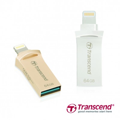 USB OTG 64 GB Mobile Storage for iOS Devices Transcend’s JetDrive™ Go 500 Gold Lightning & USB 3.1 Gen 1 Type A connectors flash drive