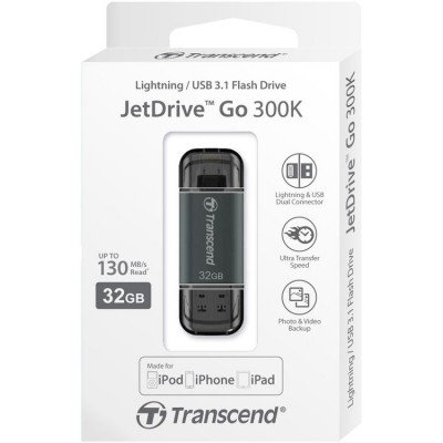 USB Lightning Transcend JetDrive Go 300 32GB (Đen) - TS32GJDG300K cho iPhone, iPad