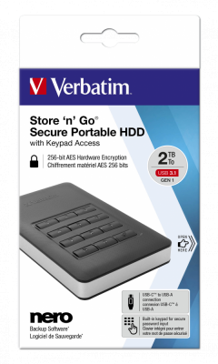 Ổ cứng di động Verbatim 2.5' USB 3.0 w/Keypad Access 2 TB (Đen)