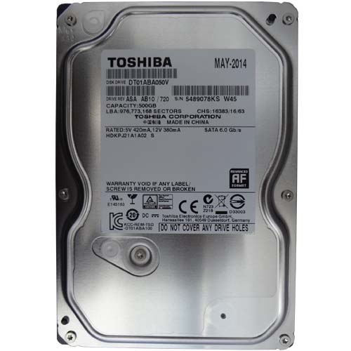 Ổ cứng HDD Toshiba 500GB 3.5" SATA3 5700rpm 32MB AV HDD - DT01ABA050V