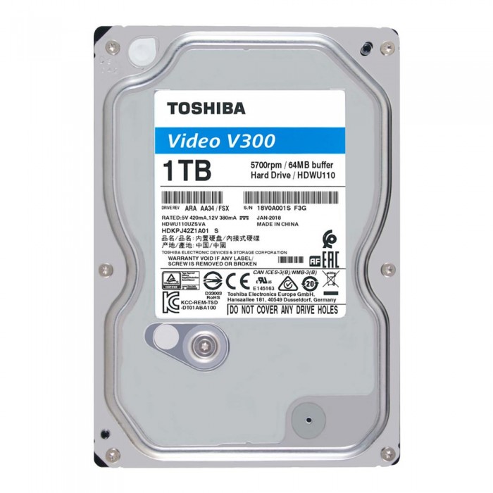 Ổ cứng Toshiba Internal 3.5" 1TB VideoStream V300 series (64MB) 5700rpm SATA3 (6Gb/s)_HDWU110UZSVA
