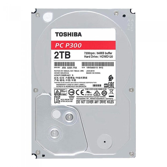 Ổ cứng Toshiba Internal 3.5" 2TB Desktop P300 series (64MB) 7200rpm SATA3 (6Gb/s)_HDWD120UZSVA