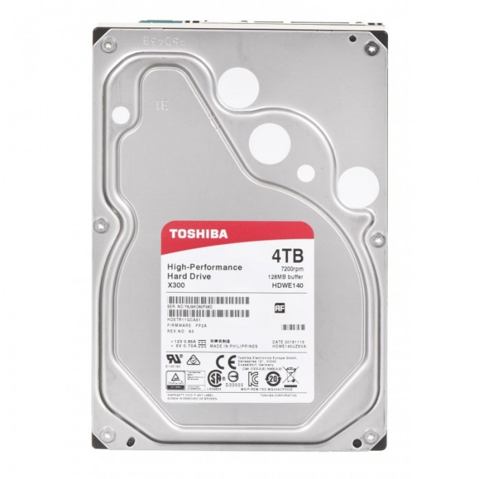 Ổ cứng Toshiba Internal 3.5" 4TB Performance X300 series (128MB) 7200rpm SATA3 (6Gb/s)_HDWE140UZSVA