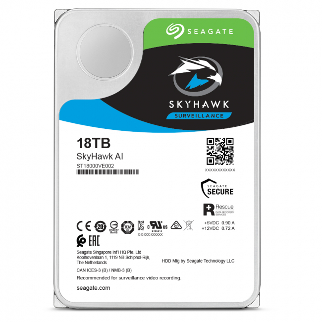 Ổ cứng Seagate SkyHawk AI 18 TB có hỗ trợ AI dành cho hệ thống camera giám sát