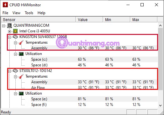 Hướng dẫn kiểm tra nhiệt độ CPU, VGA, ổ cứng máy tính, laptop