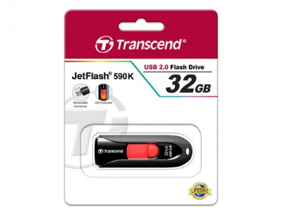 Transcend’s JetFlash 590 USB 2.0 Type A connectors Flash Drive 32 GB Đen Black