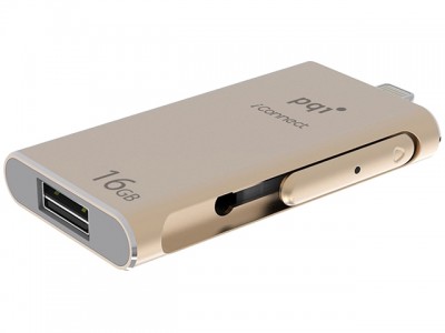USB OTG PQI iConnect 16GB for iPod, iPad, iPhone - Màu Gold