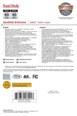 Thẻ nhớ SanDisk Extreme SDHC UHS-I 16GB 60 MB/s SDSDXN-016G-G46