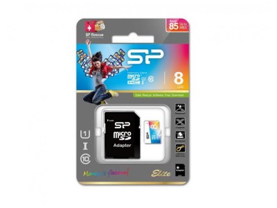 Thẻ nhớ microSDHC UHS-1  SiliconPower 8 GB class 10 85MB/s Kèm Adapter - SP008GBSTHBU1V20SP