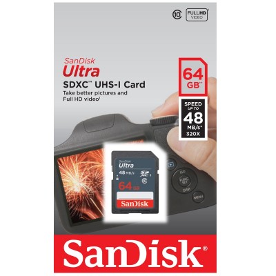 Thẻ nhớ SD Sandisk Ultra UHS-1 64GB, 48MB/s SDSDUNB-064G-GN3IN