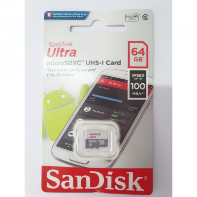 Thẻ nhớ SanDisk MicroSDXC Ultra 64GB C10 UHS-1 100MB/s - SDSQUNR-064G-GN3MN