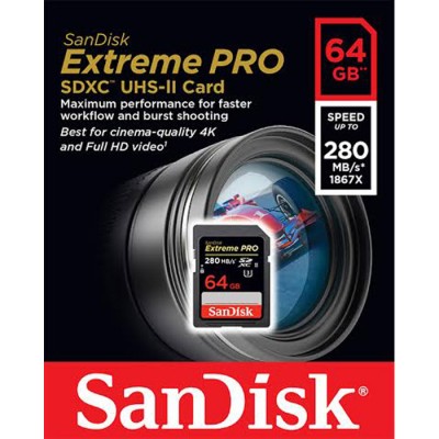 Thẻ nhớ SD Sandisk ExtremePro 64GB - 280MB/s SDSDXPB-064G-G46 