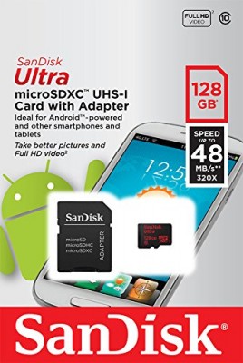 Thẻ nhớ microSD Sandisk Ultra 128GB Class 10, 48MB/s kèm Adapter - SDSDQUAN-128G-G4A