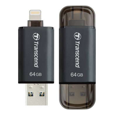 USB OTG 64 GB Mobile Storage for iOS Devices Transcend’s JetDrive™ Go 300 Black Apple MFi Certified Lightning & USB 3.1 Gen 1 Type A connectors flash drive