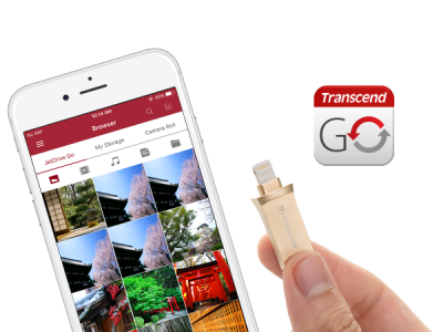 USB OTG 64 GB Mobile Storage for iOS Devices Transcend’s JetDrive™ Go 500 Silver Lightning & USB 3.1 Gen 1 Type A connectors flash drive