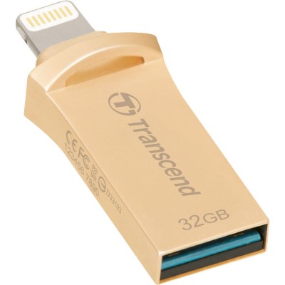 USB OTG 32 GB Mobile Storage for iOS Devices Transcend’s JetDrive Go 500 Gold Lightning & USB 3.1 Gen 1 Type A connectors flash drive