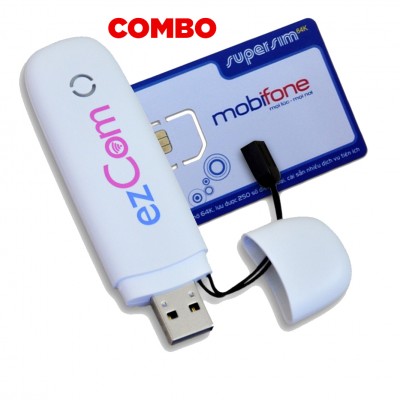 Combo USB 3G ZTE MF190+ sim 3G Mobifone 4Mb không giới hạn 12 Tháng