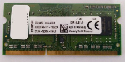 Ram Laptop Kingston 4GB DDR3L-1600 SODIMM 1.35V