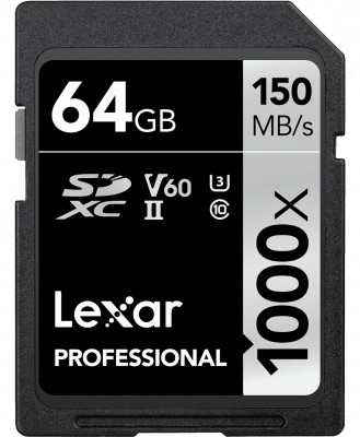 Thẻ nhớ 64GB Pro 1000X SDXC UHS2 U3 150MB/90MB/s Lexar