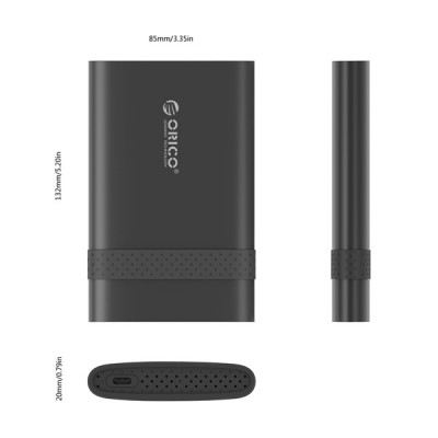 Hộp ổ cứng 2.5" USB 3.1 Type C, Đen, ORICO 2538C3-BK