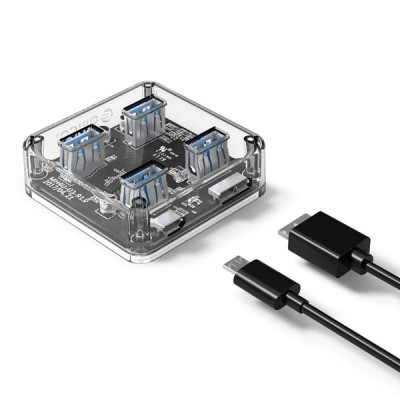 Bộ chia USB HUB 4 cổng USB 3.0 trong suốt