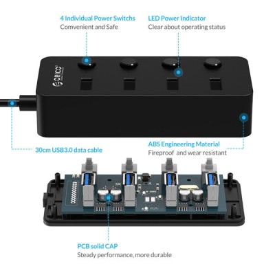 Bộ chia USB HUB 4 cổng USB 3.0 - W9PH4