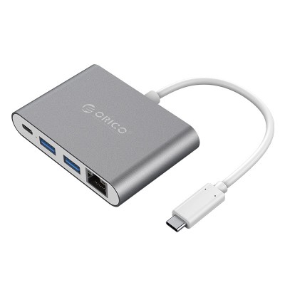 Đầu chuyển đổi Orico Type C sang 4 cổng LAN/Type C/2*USB 3.0 (RCR2A-GD)