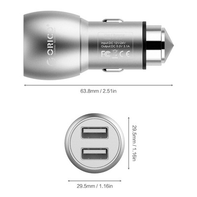 Sạc USB Orico trên xe ô tô 2 cổng: 2.1A và 1A (UCM-2U)