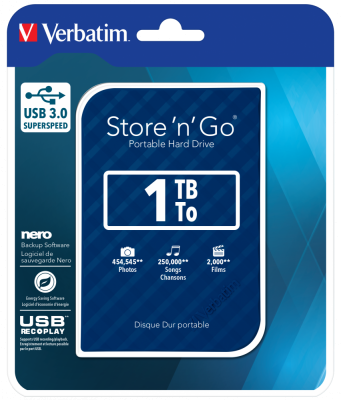 Ổ cứng di động Verbatim 2.5' USB 3.0 1TB (Xanh dương)