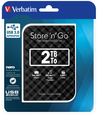 Ổ cứng di động Verbatim 2.5' USB 3.0 2TB (Đen)