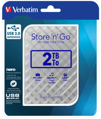 Ổ cứng di động Verbatim 2.5' USB 3.0 2TB (Bạc)