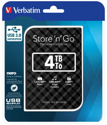 Ổ cứng di động Verbatim 2.5' USB 3.0 4 TB (Đen)