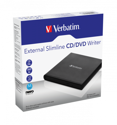 Ô đĩa cắm ngoài Verbatim Slimline CD/DVD USB 2.0 Đen