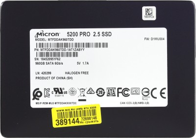 Ổ cứng SSD Enterprise Micron 5200 PRO 960 GB 2.5 inch SATA III MTFDDAK960TDD-1AT16AB