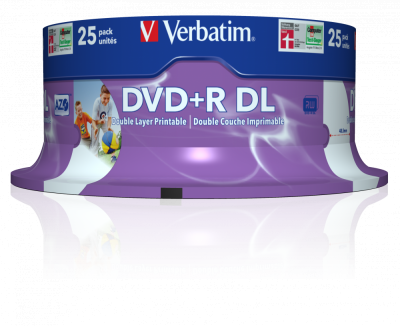 Đĩa Verbatim DVD+R DL 8.5GB 8X White Wide U 25pk Spindle