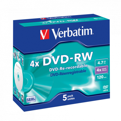 Đĩa Verbatim DVD-RW 4.7GB 4X 5pk JC