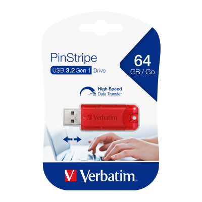 USB Verbatim Store'n' Go PinStripe 64 GB 3.0 ( Màu đỏ)