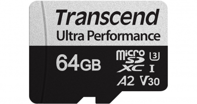 Thẻ nhớ Micro Transcend 64GB with adapter UHS-I U3 A2 Ultra Performance, R 160mb/s, W 125mb/s