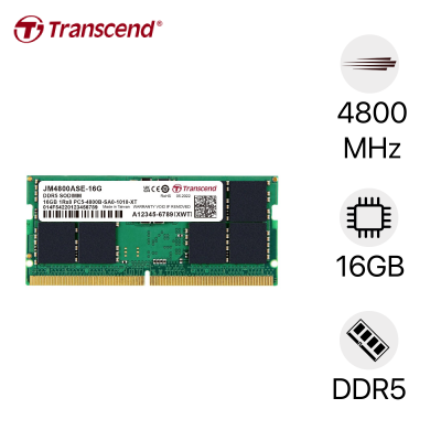 Thanh ram dùng cho Laptop hiệu Transcend, 16GB JM DDR5 4800 SO-DIMM 1Rx8 2Gx8 CL40 1.1V