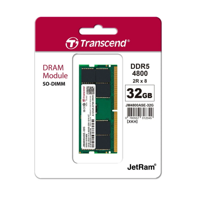 Thanh ram dùng cho Laptop hiệu Transcend 32GB JM DDR5 4800 SO-DIMM 2Rx8 2Gx8 CL40 1.1VV