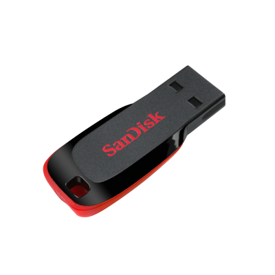 USB SANDISK Cruzer Blade 16GB, USB 2.0, màu đen phối đỏ, thiết kế nhỏ gọn.