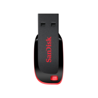 USB SANDISK Cruzer Blade 64GB, USB 2.0, màu đen phối đỏ, thiết kế nhỏ gọn.