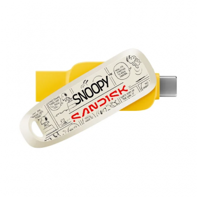 DDDC6 Snoopy Phone Drive, SanDisk- 256GB USB 3.2/Type C-A, Yellow- SDDDC6-256G-PS46