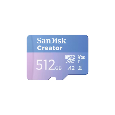 Thẻ nhớ Sandisk Extreme uSD 512G,190/130MB/s,C10,UHS-I,U3,V30,A2,RPD2,Creator Card+Adapter,N/JC,4x6 Blister,Global _ SDSQXAV-512G-GN6MS