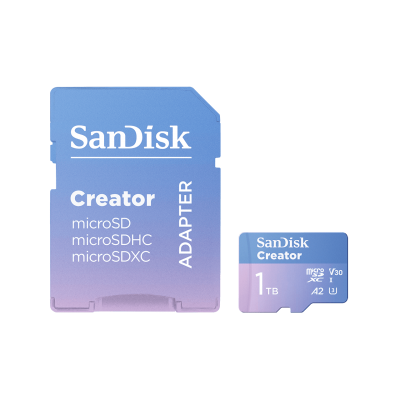 Thẻ nhớ SanDisk 1TB Extreme uSD V30,U3,C10,A2,UHS-I,190MB/s R,130MB/s,Creator Cart + Adapter