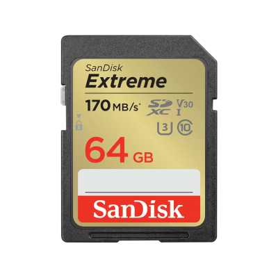 Thẻ nhớ SanDisk 64G Extreme,V30,U3,C10,UHS-I,170MB/s-SDSDXV2-064G-GNCIN