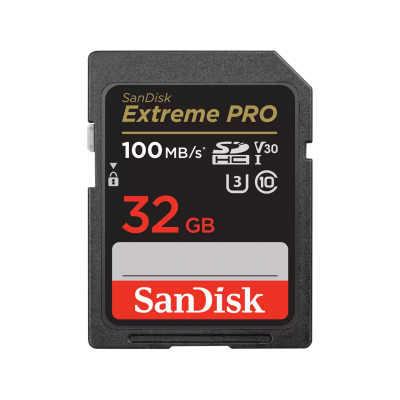 Thẻ nhớ SanDisk 32G Extreme Pro,V30,U3,C10,UHS-I,100MB/s R,90MB/s - SDSDXXO-032G-GN4IN