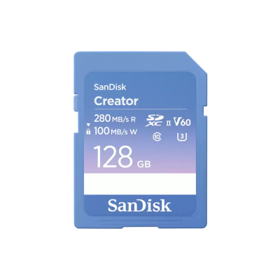 Thẻ nhớ SanDisk 128G, SDSDXEP-128G-GNCIS, Extreme PRO SD,280/100MB/s,C10,UHS-II,U3,V60,RPD2,Blue Creator Card