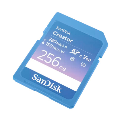 Thẻ nhớ SanDisk 256G, SDSDXEP-256G-GNCIS, Extreme PRO SD,280/150MB/s,C10,UHS-II,U3,V60,RPD2,Blue Creator Card