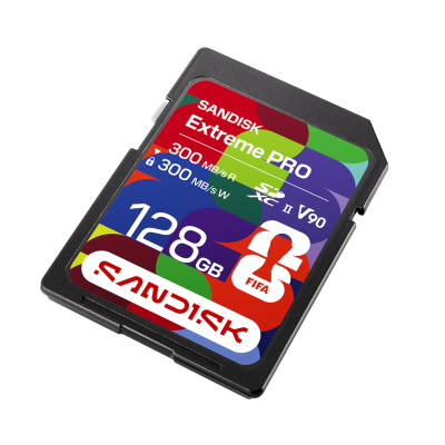 Thẻ nhớ SanDisk® FIFA 2026 UHS-II Card, 128GB, 300MB/s R; 300MB/s W, IP68; 6-Meter drop_SDSDXDM-128G-GN4IH